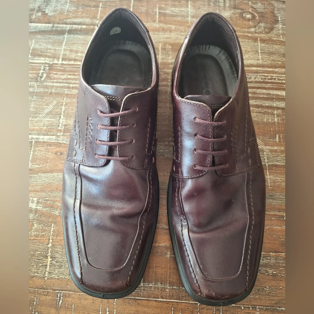 ECCO Men's 45(11.5 US)Casual Oxford Brown Leather Lace Up Shoe